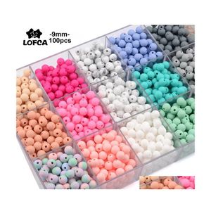 Soothers Teethers Lofca 9Mm 100Pcs Sile Teething Beads Teether Baby Nursing Necklace Pacifier Clip Oral Care Bpa Food Grade Colorf Dh9Yt