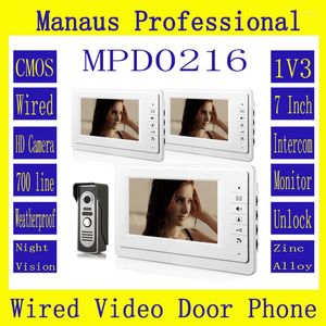 Video Door Phones HighQuality Wired SmartHome 7" TFT LCD Screen Intercom Phone One To Three Doorphone Doorbell Configuration D216a