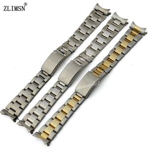 Erkekler Kadınlar İzleme Kemeri 13mm 17mm 20mm Yeni Gümüş veya Altın Kavisli Son SS Watch Band Strap Relojes Hombre 2016235n