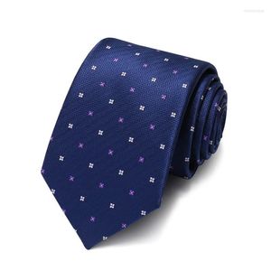 Yay bağları En kaliteli lacivert floral Erkekler için Jakquard örgü iş resmi çalışma 7cm kravat klasik erkekler ile kravat hediye kutusu