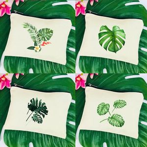Kozmetik çantalar tropikal bitki baskı çantası moda makyaj kılıfı kadınlar seyahat fermuarlı tuvalet organizatör depolama torbası yıkama kiti bayan debriyaj