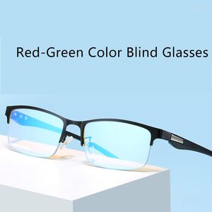 Güneş Gözlüğü Moda Yarım Jant Renk Körlüğü Aşınma Gözlükleri Kaliteli TR90 Çerçeve Hiçbir Derece Kırmızı-Yeşil Renk Körlüğü
