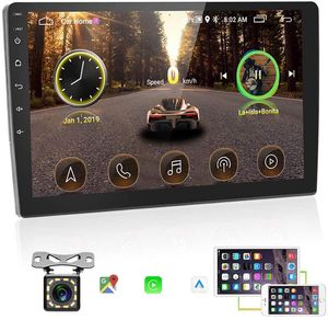 Android duplo 10,1 polegadas estéreo para carro sem fio Carplay Android auto 2G + 32G Touch Screen Monitor Suporte Bluetooth, WiFi, GPS, FM, SWC + microfone externo para câmera traseira