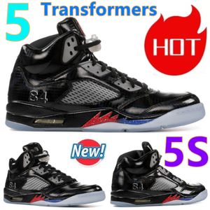 Трансформеры Black Ops Sample Basketball Shoes 5 5s High Mens Designer Air Cushion Легкая атлетика Кроссовки Большой размер 13 Модная обувь с коробкой