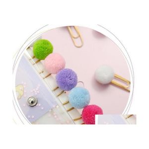 Dosyalama Malzemeleri Kadın Kız Şeker Renkli Pom Ball Kipleri Not dekorasyon DIY Bookmark Metal Bağlayıcı Notları Mektup WLL53 DROP D OTZR1