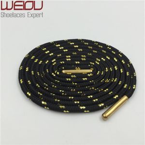 Weiou Sport-Schnürsenkel, metallisch, glänzende goldene Schnürsenkel, weiß, schwarz, rund, glitzernd, lustige Schnürsenkel, Schnürsenkel, Schnürsenkel, 120 cm323Z