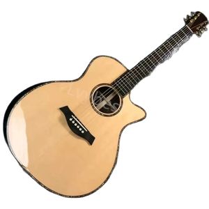 Lvybest elektro gitar özel 40 inç abalon bağlayıcı 914 tarzı akustik gitar doğal renkte