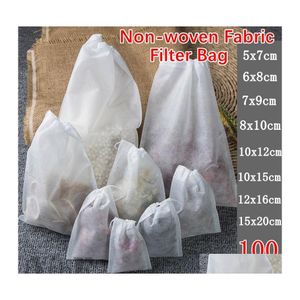 Other Kitchen Tools Food Grade Nonwoven Fabric 100Pcs Tea Filter For Spice Infuser With String Heal Seal Filters Teabags Drop Delive Otb6X