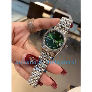 Süper Kaliteli 2 Renkli Kadınlar İzle 31mm Yeşil Yüz Datejust Mekanik Elmas Çerçeve Jubilee Strap Lady 18K Altın Paslanmaz Çelik Safir Cam Spor Salkkarbalıkları