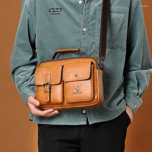 Cüzdan moda erkekler haberci çanta vintage adam tote pu deri çanta omuz erkek crossbody çanta tasarımcısı büyük el çantası