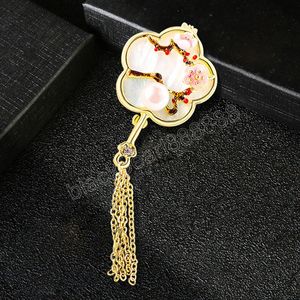 Vintage Chinesischen Stil Quaste Broschen Frauen Mädchen Elegante Blume Imitation Perlen Brosche Pins Damen Schal Pullover Zubehör