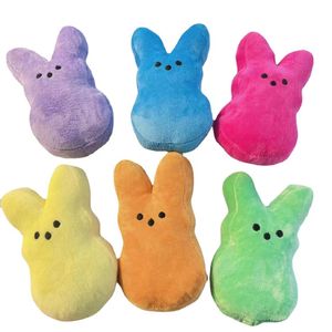 15cm Mini Paskalya Tavşanı Peeps Peluş Bebek Pembe Mavi Sarı Mor Tavşan Dolls Childrend sevimli yumuşak peluş oyuncaklar