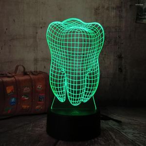 Gece Işıkları 3D Diş Diş Led Işık Renkli Diş Hekimliği Diş Hekimliği Dekorasyon Yatak Odası Dokunmatik Masa Serin Lamba Noel Oyuncakları