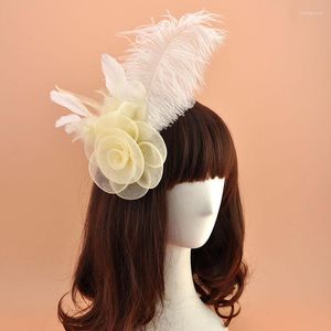 Başlıklar Çiçek Gezazı Tüy Saç Saç Kaçağı Gelin Partisi Tiara Broş Korsage Elbise Aksesuarlar Kore Japonya Siyah Beyaz
