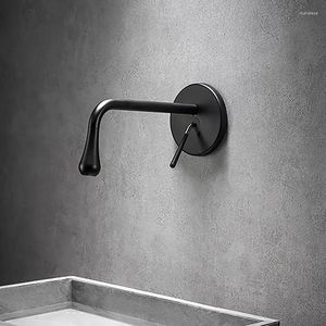 Banyo lavabo musluklar mat siyah duvara monte havza musluğu tek kollu delik musluk paslanmaz çelik modern