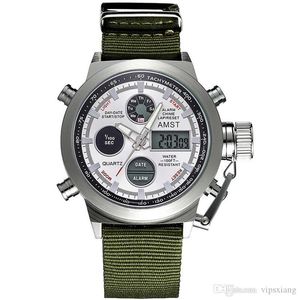 Многофункциональные альпинистские спортивные часы доминируют в водонепроницаемой мужской форме кварцевых нейлоновых военных часов Тактические светодиоды 50 м 267n