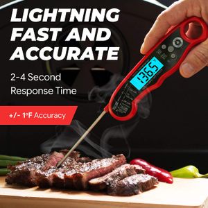Anında Okuma Et Termometresi Izgara ve Yemek için BBQ Araçları Arka Işık Kalibrasyonu ile En İyi Su Geçirmez Ultra Hızlı Termometre