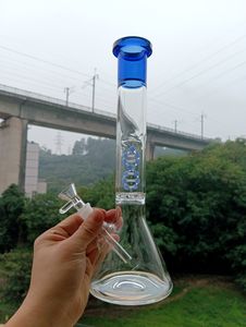 Yeni mavi çift cam boru su sirkülatörü kalın taban su bong DNA perkolator köpüklü dab teçhizat shisha ile kase