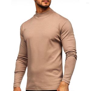 Erkek Sweaters Erkekler Yüksek Yakalı İnce Kadife Dip Gömlek Katı Kahverengi Beyaz Kış Peluş Uzun Kollu Gri Mavi T-Shirt Erkekler