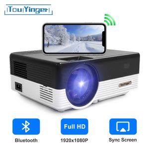 Projektörler ToUinger Q7 1080p LED Video Projektör Tam HD 5500 Lümenler LCD Ev Sinema Beamer Projetor Akıllı Telefon Slayt Tepegatörler T221216