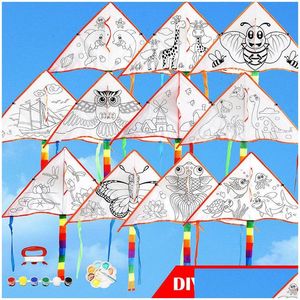 Kite Accessories Polyester Fabric Graffiti Diy Toys Wholesale Good Weather Practice Creative Kit Sport Outdoor Children Gift Drop Dh4S2