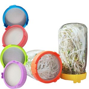 Plastic Sprouting Lid with Stainless Steel Screen Mesh Cover for 86mm Wide Mouth Mason Sprout Jars Germination Strainer LX5349