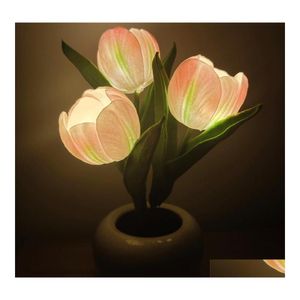 Yenilik Ürünleri LED Uç lamba Pembe İmitasyon Flowerpot Seramik Atmosfer Küçük Gece Dekorasyon Damlası Dağıtım Ev Bahçesi OT1JZ