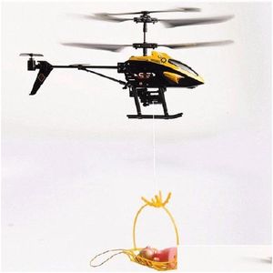 Aeronave elétrica / Rc Mini Wltoys V388 Rc Drone 2.4G 3.5Ch Colorf Luzes com cesta suspensa Quadcopter Helicóptero Brinquedos para crianças Presente Dhzwc