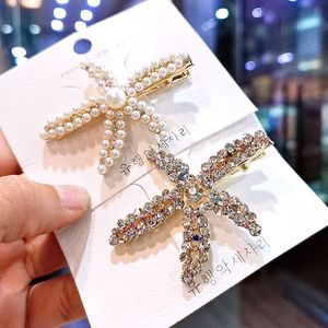 Fashion Starfish Pearl Rhinestone Hair Clips for Women Side Bangs Elegant Girls Decorative Hairpin Hair Accessories Headwear