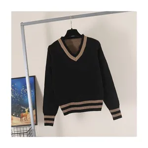 Outono inverno mulheres suéteres designer pulôver de malha moda milão pista jacquard carta com decote em v manga longa sexy primavera mulheres outono roupas suéter