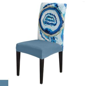 Крышка стула ретро -агата текстура синяя обеденная обложка 4/6/8 шт.