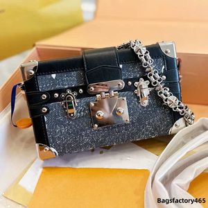 Дизайнерская женская сумка Petite Malle Denim Box Bag Luxurys Дизайнерские сумки Paris Brand S-lock Printed Trunk Shoulder Handbag China Exclusive Mini Case Сумки через плечо