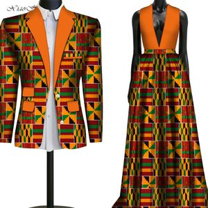 Kadın Günlük Elbiseler Erkek Ceket Moda Tatlı Çift Elbise Çiçek Takım Elbise Afrika Baskı Elbise Bazin Riche Severler Giysileri WYQ79