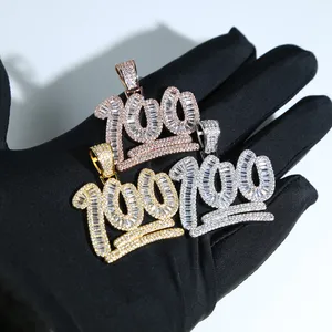 Drops Hip hip hop kolye döşeli 5a cz taş harfi 100 cazibe ile ip zinciri kadınlar için altın gümüş gül takı takı
