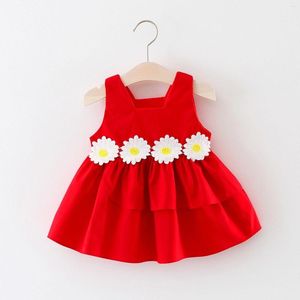 Kız Elbiseler Varış 3m-3t Bebek Yaz Kolsuz Tutu Elbise Bel ile Çiçek Sundress Sıradan Giyim Yiyecek Yelek Etek