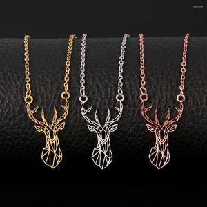 Подвесные ожерелья модные лосей олени ожерелье Женщины из нержавеющей стали оригами геометрическое животное для рождественских подарков дети
