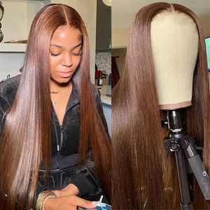 Кружевные парики шоколадные коричневые передние человеческие волосы для женщин с прямым париком окрашены HD прозрачные кружевные фронтальные парики человеческие волосы 221216