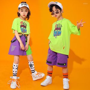 Stage Wear Children's Hip-Hop Dande Kostümler Performans Kıyafetleri Kısa kollu hiphop takım elbise Jazz Street Dance Boys DQS5032