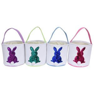 Denizkızı payetleri Paskalya sepeti tuval tavşan çantaları tavşan depolama çantası diy sevimli çocuklar hediye çanta tavşanları kulaklar Paskalya yumurtası sepetleri