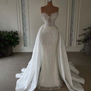 Sparkly Sequins Mermaid Wedding Dress For Bride Sweetheart Neck Lace Beads Vestido De Noiva Sereia Bridal Gowns Charming