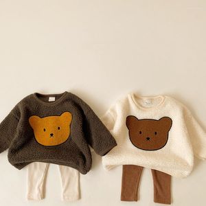 Giyim setleri kış bebek giysileri seti polar toddler sweatshirt kalın kadife erkek ve pantolon 2pcs 0-2y çocuklar ceket pamuk dış giyim