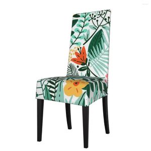 Крышка стулья гавайского стиля фламинго тропические зеленые листья.
