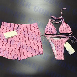 Letra de maiô de rosa, letra de maiô impressão masculina biquíni de corrente de ouro para mulheres férias ao ar livre devem casais de roupas de banho