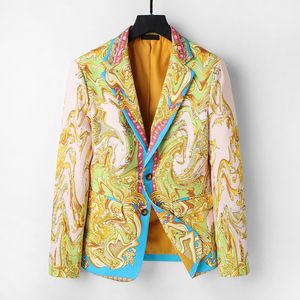 23SS Erkekler Moda Tasarımcı Blazers Man Klasik Klasik Çiçek Baskı Lüks Ceket Uzun Kollu Slimsuit Coats #678