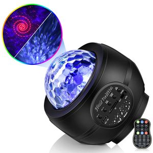 Многоцветный Sky Night Lights Holiday Party Night Lamp LED Ocean Wave Laser Stary Galaxy Projector Lights Music Home Decor Light