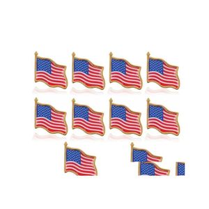 Pimler broşlar Amerikan bayrak yaka pimi Amerika Birleşik Devletleri ABD Şapka Tie Tack rozeti Pins Mini Giysiler Çantaları Dekorasyon Toptan Damla Del Dhfvp