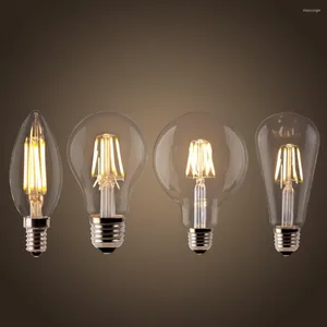 Mum ampul e14 vintage c35 filament ışık e27 led edison globe lamba 220v A60 cam 2W 4W 6W 8W Dimmable