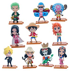 Новинка игры 10pcs/set One Piece Figure Model Игрушка японская аниме периферийная коллекция настольный декор Luffy Nami Dolls Toy for Childr