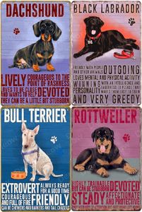 Pet Dog Vintage Poster Bulldog Metal Tin Signs Pub Bar Cafe Decoração PUG PUG LABRADOR SHIH TZU CACKAPOO PLATA DE ARTE DE PAREDE 20CMX30CM WOO