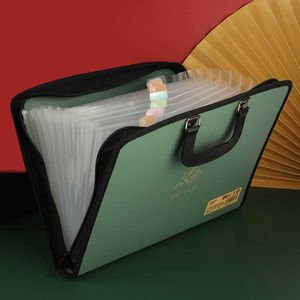 Retro Color Large Capacity A4 Expanding File Folder Bag 13 Layers Document Organizer Holder Office Stationery